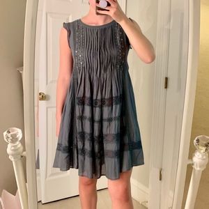 Anthropologie Detailed Blue/Gray Dress